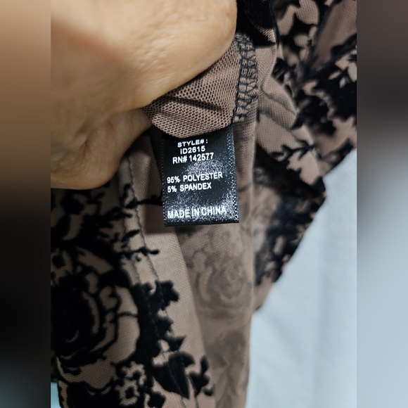 IRIS | Cocoa/Brown Sheer Floral Velvet Burnout Long Sleeve Dress - Picture 9 of 11